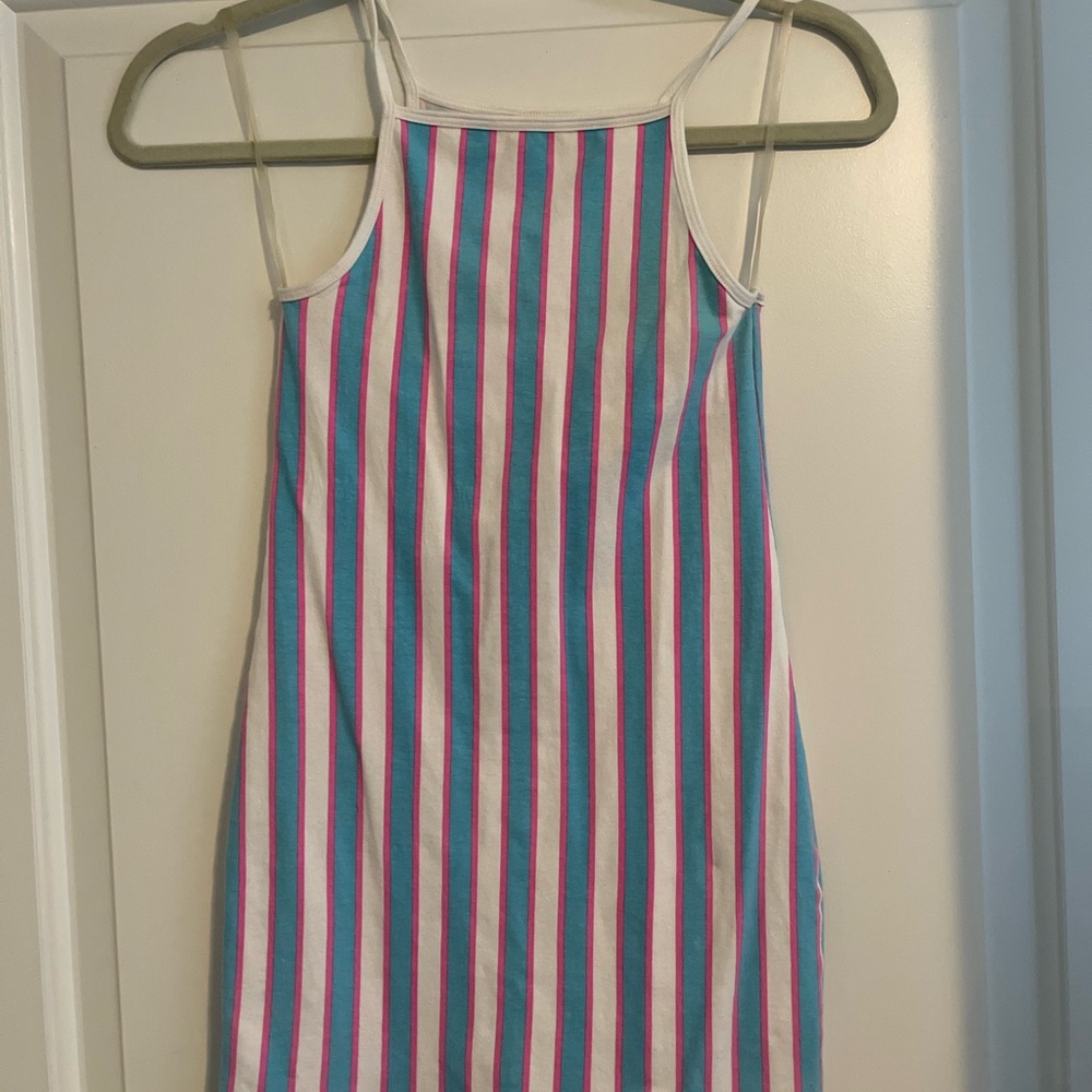 American Apparel Pink and Blue Striped mini dress